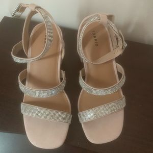 Baby pink strapped mini heel torrid